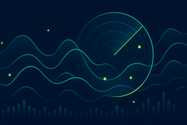 Radar sweep over data streams representing EV charging market intelligence